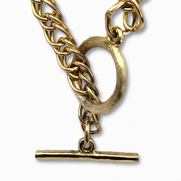 DESIGNER Necklace 80’s Gold Tone Three Tier Coin and Pearl - Picture 4 of 4